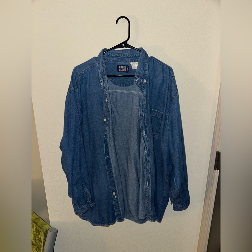 vintage y2k Faded Glory Classic Blue Denim Top